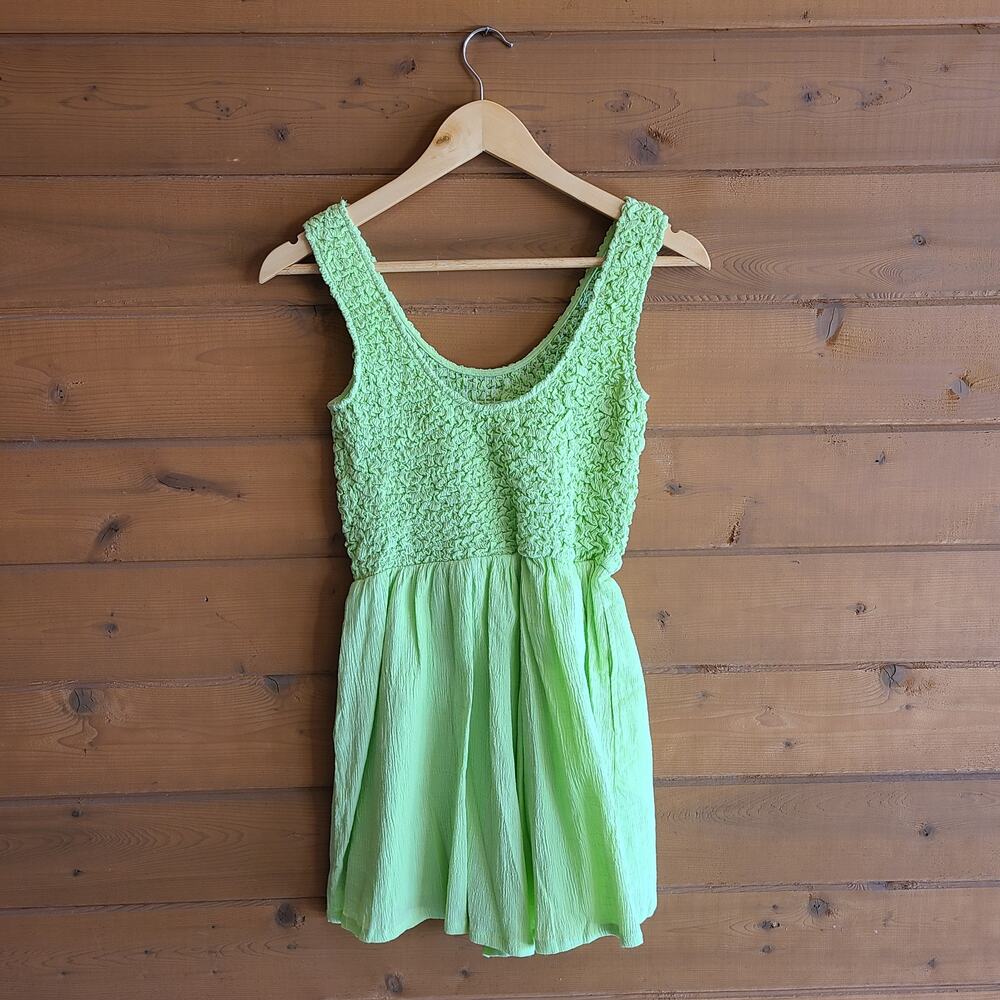 Anthropologie Mable Lime Romper Y2K Smocked Green S Tank Top NWOT S Prep Pastel - Picture 3 of 6